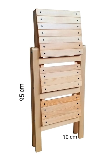 Abaş Ahşap Merdiven Tabure Katlanır 3 Basamaklı Natural