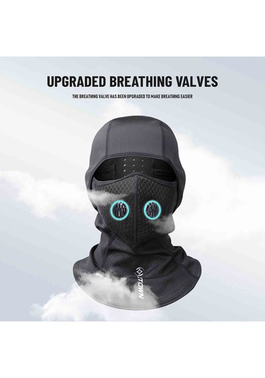 Fosenze Unisex Siyah Bisiklet Maskesi - Isı Sağlar, Rüzgar Ve Toz Korur, Nefes Valfi İle Konforlu, Spor İçin Elbise Xt7912 Siyah