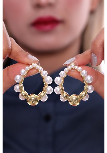 Bhs Life Kadın 925 Ayar Gümüş Özel Halka İnci Küpe Gümüş