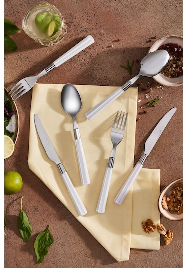 Karaca  Fluca Beyaz 6 Kişilik 18 Parça Çatal Kaşık Bıçak Takımı