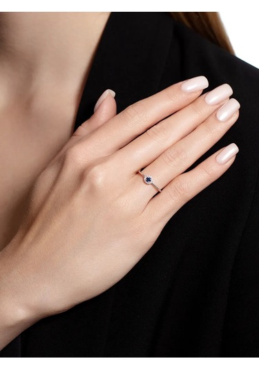 Lapshov Safir Ve Zirkon Taşlarla Süslenmiş 925 Ayar Gümüş Yüzük 134203225 Mavi