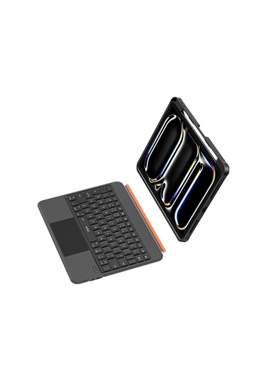 İpad Pro 12.9 2021 5.nesil Wiwu Mk-007 Combo Pro Kalem Bölmeli Klavyeli Standlı Kılıf Siyah Siyah