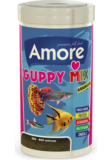 Amore + Ahm + Lotus Guppy Ganulat 3x250ml Akvaryum Balık Yemi