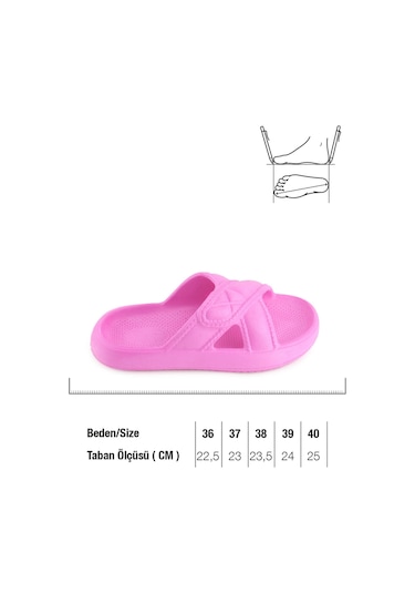 Gezer Kadın Yazlık Eva Islak Zemine Uygun Ev Bahçe Banyo Terlik Fujia Fuşya