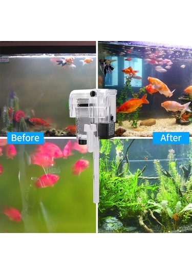 Geekyou Dh06 Duvar Tipi Şelale Akvaryum Filtresi, Plastik, 250l/h Debi, 3w Güç, Yumuşak Filtre Pamuku, Kucuk Kaplar İcin Yağ Filmi İşlemi Yok