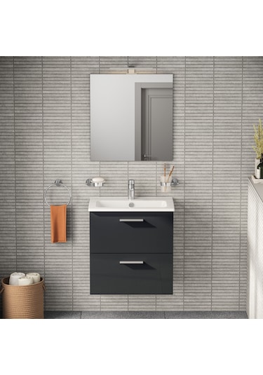 Vitra Mia 75102 Çekmeceli Banyo Dolabı Seti 60 CM Antrasit