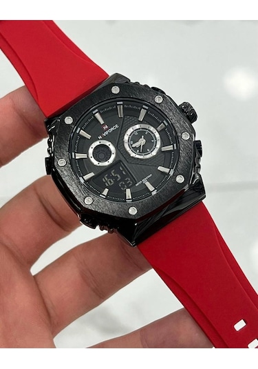 Naviforce Dijital Analog Kırmızı Silikon Kordon Kol Saati Nf9216t