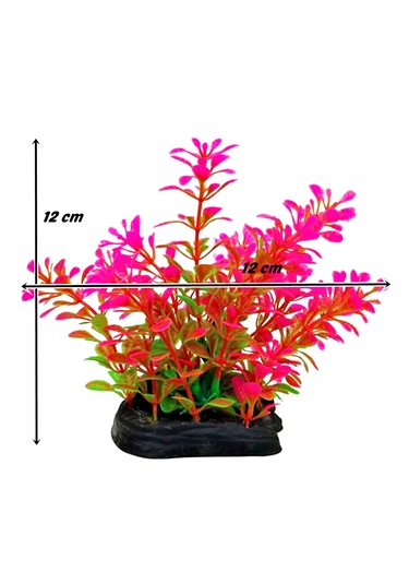 Balıkpet Plastik Süs Yapay Akvaryum Bitkisi Dekoru 12 Cm - Pembe