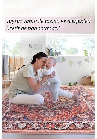 Folk Vintage Desenli Dokuma Taban Dekoratif Renkli Halı Ba 07