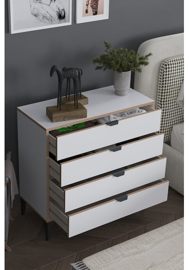 Arden 4 Çekmeceli Şifonyer Beyaz