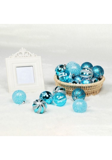 Gajeena 6cm Göl Mavisi Noel Ağaç Topları, 24 Adet Pvc Boyalı Noel Dekorasyonları, Kutulu Noel Ağaç Zırhı Çok Renkli