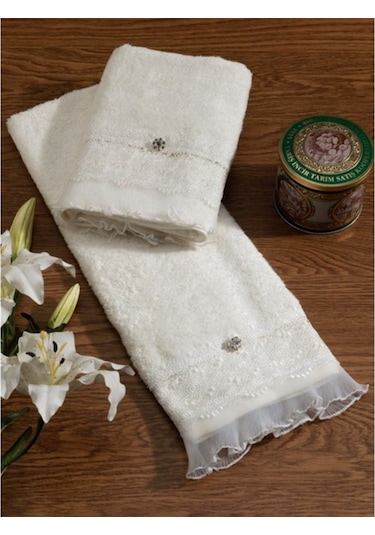 Secret House Oya Fransız Dantel Bambu Kutulu 50 x 90 2'li Havlu