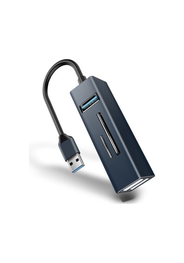 15101 5 In 1 Usb3.0 İla 3 X Usb + Sd / Tf Kart Okuyucu Hub Adaptörü Mavi