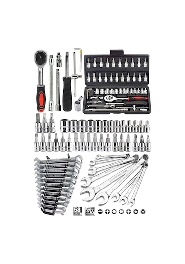 58 Parça 46mini Lokma Takımı Otomatik Cırcırlı 1/4" 12 Parça Komb