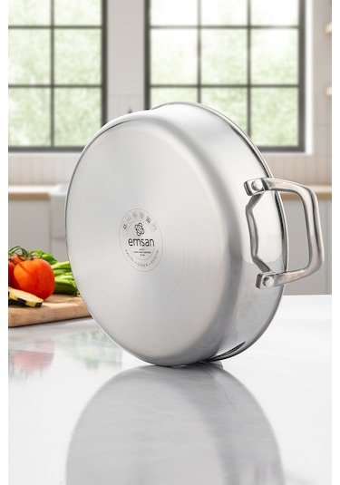 Emsan Pro Tri Ply Karnıyarık Tencere Çelik 28 Cm Gümüş