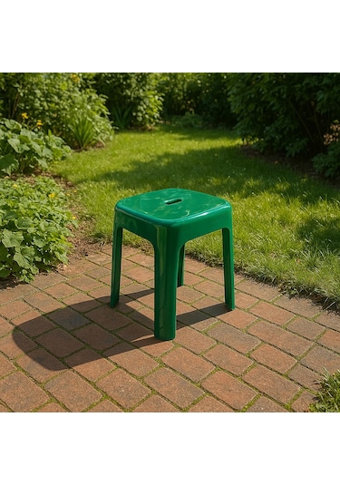 Saban Tabure Sağlam Plastik Kırılmaya Dayanıklı Bahçe, Balkon ,banyo Yeşil