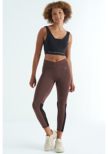 Tommy Life Siyah Yazı Baskılı Renk Bloklu Dar Kalıp Dalgıç Kumaş Kadın Büstiyer - 97271 Siyah