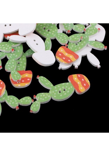 Suntek Magideal 50 Adet 2 Delik Ahşap Düğmeler Dekoratif Sevimli B-tipi