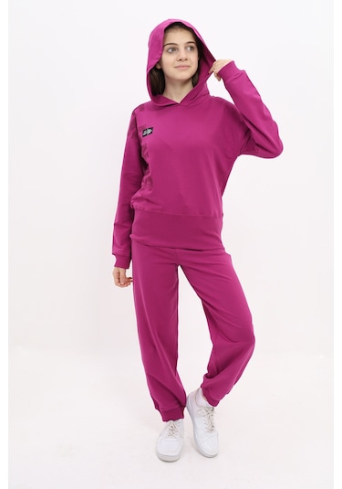 Toontoy Kız Çocuk Baskılı Eşofman Takım Mürdüm