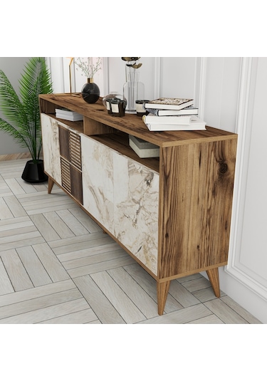 Variant Variant Milan Konsol - Ceviz / Beyaz Mermer