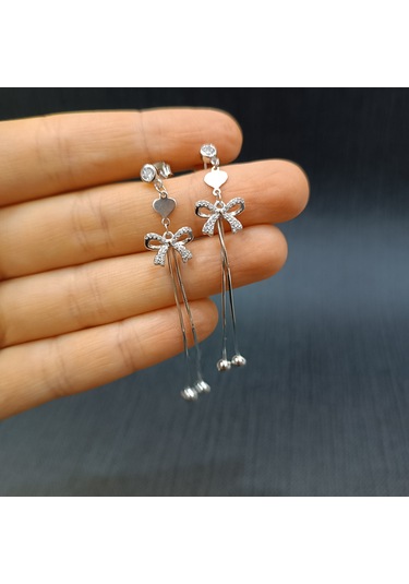 925 Ayar Sallanır Tasarımlı Kurdelelim Kadın Gümüş Küpe -sade Ve Şık Gümüş