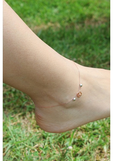 Argentum Concept Yonca Motifli 925 Ayar Gümüş Rose Halhal - H000901 Pembe