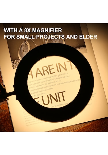 Neoglint 8x Büyüteçli Esnek Kelepçeli Masa Lambası Beyaz