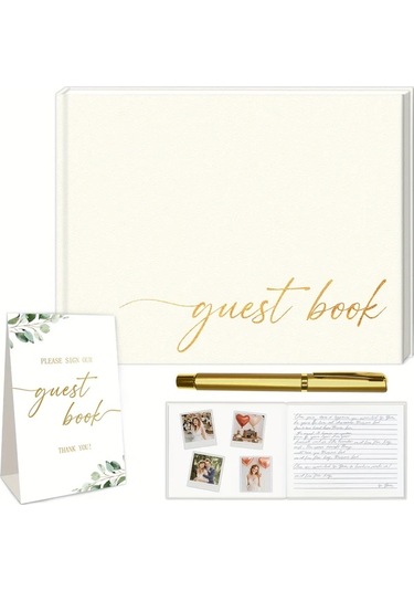 Willowhaven Kalın Misafir Defteri 112 Sayfa Deri Ciltli Fotoğraflı Anı Defteri Ve İmza Standı Diğer