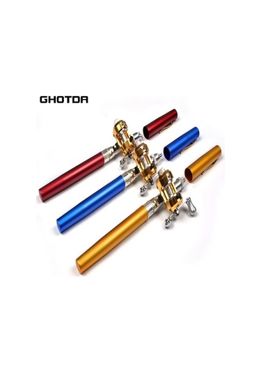 Taşınabilir Cep Teleskopik Mini Olta Kamışı Kalem Şekli Katlanmış Olta Makara Tekerleği İle Red