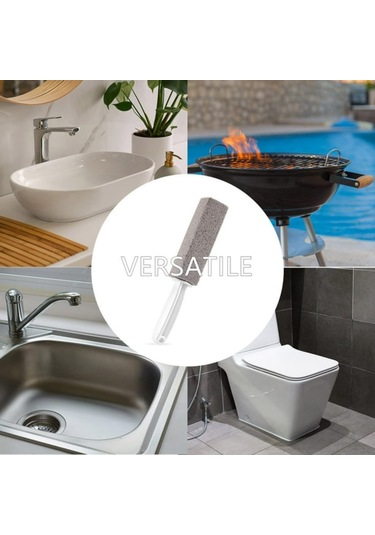 Fosenze 2 Adet Uzun Saplı Pumice Taşlı Tuvalet Fırçası - Sert Su Çemberleri, Kalsiyum Birikintileri Ve Pası Temizler - Tuvalet, Banyo, Mutfak Lavabosu İçin Uygun Gri Gri