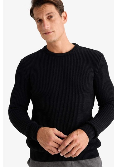 DeFacto Standart Fit Bisiklet Yaka Triko Kazak C8814AX24WNBK81