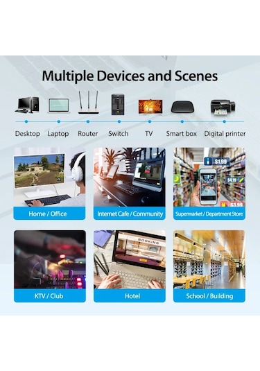 Vention Cat8 Ethernet Kablosu Sttp 40 Gbps 2000 Mhz Cat 8 Rj45 Ağ Lan Yama Pvc Flat Cable 0.5m Diğer