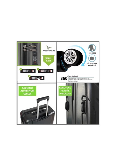 Vegmann Vela Orta Boy Valiz Siyah