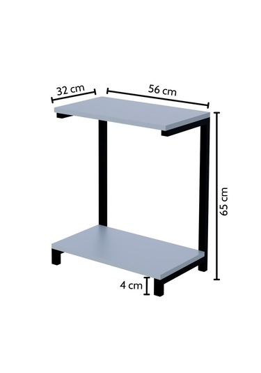 Steel Design Modern Yan Sehpa Alt Raflı Servis Sehpası C Sehpa