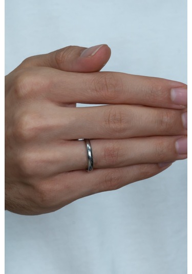 3mm İnce Bombeli Parlak Erkek Kadın Unisex Çelik Alyans Yüzük Cl27 Beyaz