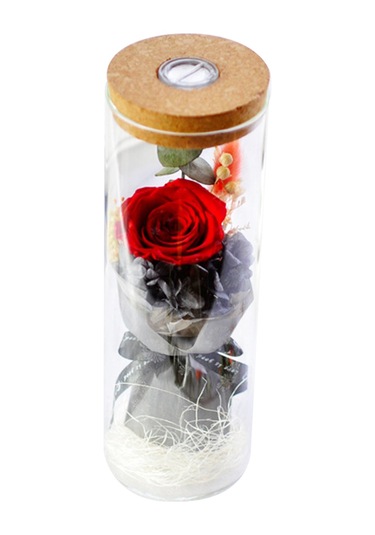 Wezone "kırmızı Led Işıklı Sonsuz Gül - Cam Şişede Romantik Hediye Pil Dahil "