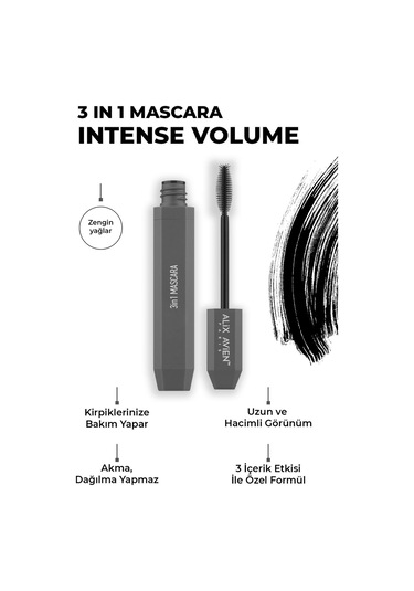Alix Avien Yoğun Siyahlık & Hacim Veren Maskara 3 In 1 Mascara