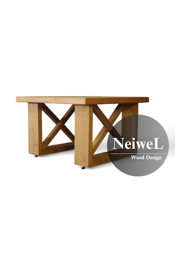 Neiwel Moza Doğal Ahşap Ofis Sehpa-100-100 Açık Ceviz