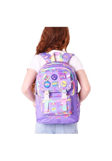 Elatae Su Geçirmez Kumaş Kız Çocuk Çok Gözlü Ortopedik Sırt Okul Çantası L5238 Lila