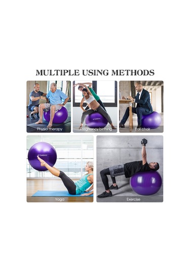 Yaozixa 330lb Yük Taşıma Kabiliyetli 2mm Kalınlaşmış Pvc Anti-patla Yoga Topu, Ev/gimnastik İçin, Hava Pompası İle, Mavi, 55cm