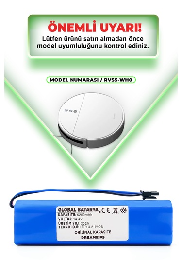 Dreame F9 Uyumlu Batarya 5200mah