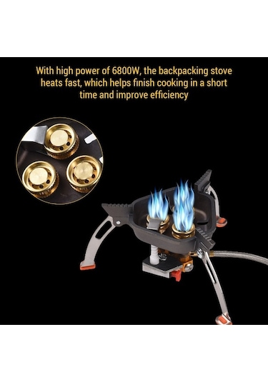 Dancemonkey Çekirdekli Brülörlü Kamp Ocağı 6800w Propan Bütanlı Ocağı Piezo Ateşlemeli Sobası Gri Gri