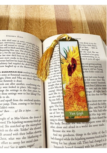 Sanatsal Tablo Temalı Metal Kitap Ayracı Van Gogh-ayçiçekleri