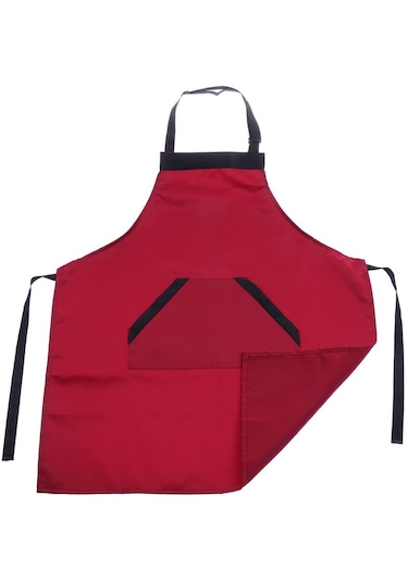 Suntek Unisex Bel Önlükleri Küçülmez Solmaz Quick Kitchen Kırmızı Siyah Kenar