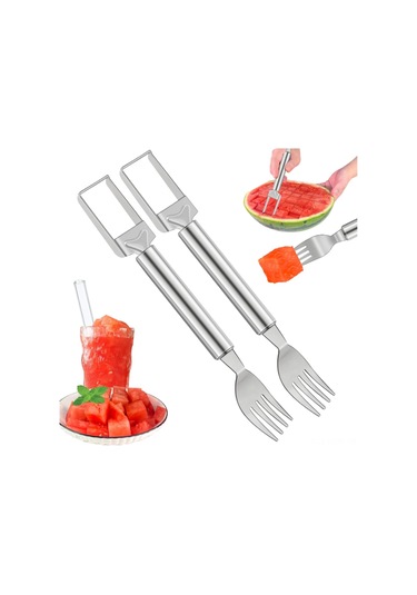 Suofeng Stainless Steel Meyve Dilimleyici Seti - Çift Uçlu Karpuz Kesici Ve Dikdörtgen Dilim Aracı, 2 Parça Pratik Kullanım Gümüş Suofeng Stainless Steel Meyve Dilimleyici Seti - Çift Uçlu Karpuz Kesici Ve Dikdörtgen Dilim Aracı, 2 Parça Pratik Kullanım Gümüş