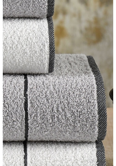 Valona 50 X 85 – 70 X140 Cm 4'lü Banyo Havlu Seti | Gri-Krem Gri