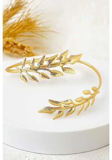 Gold İnce Yaprak Pazu Bandı Üst Kol Bilekliği Ayarlanabilir Gold