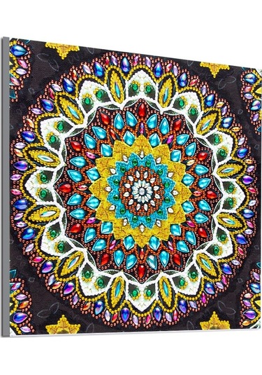 30x30cm Mandal Gül Desenli Yabancı Şekil Kristal Taşlı Diamond Painting - Ev Dekoru, Kolay Montaj