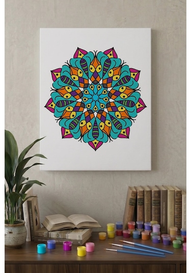 Kalem Desenli Mandala Ahşap Boyama Seti 40x50 Cm