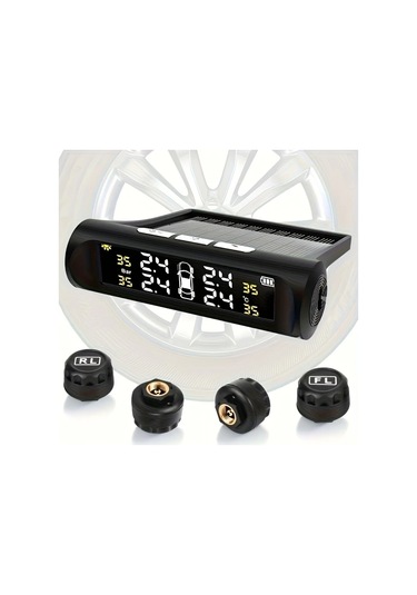 Boatshop1 Ty01 Kablosuz Lastik Basınç İzleme Sistemi Usb Şarjlı Güneş Enerjili Tpms 4 Sensörlü Gerçek Zamanlı Basınç Sıcaklık Suv Mpv Pickup Orv İçin